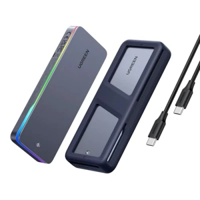 Abbildung von UGREEN M.2 NVMe SATA SSD Gehäuse 20 Gbps mit RGB, USB C 3.2 Gen 2x2 für M Key/B+M Key in 2230/2242/2260/2280, kompatibel MacBook 2024 M4, HP 14pro, iPhone 16 pro max, PS5, Switch