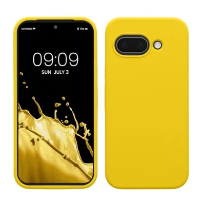 Abbildung von kwmobile Handyhülle für Google Pixel 9a Hülle, Case Hülle Silikon kabelloses Laden Strahlend Gelb