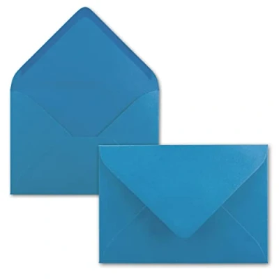Abbildung von Briefumschläge in Azur Blau 25 Stück DIN C5 Kuverts 22,0 x 15,4 cm Nassklebung ohne Fenster Weihnachten, Grußkarten Serie FarbenFroh