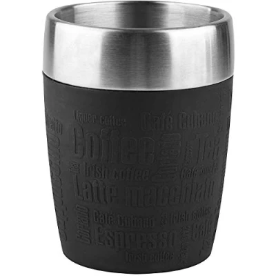 Abbildung von Emsa 514514 Isolier Trinkbecher, Mobil genießen, 200 ml, Dreh Trinkverschluss, Schwarz, Travel Cup, 1 Stück (1er Pack)