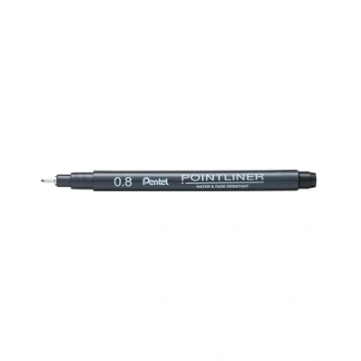 Abbildung von Pentel Pointliner S20P 8A, Fineliner, schwarz, wasserfest und lichtecht, 0,8 mm, 12 Stück