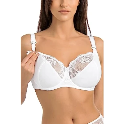 Abbildung von Teyli Damen Still BH Bügel Grosse Grössen Umstandskleidung mit Spitze Große Brüste BHS Stillen Weiß 85K