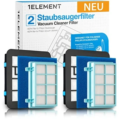 Abbildung von 2 Filter für Philips PowerPro Compact, City &amp; Active ersetzt FC8010/02 Staubsaugerfilter passend FC9331, FC9332, FC9333, FC9555, FC9556