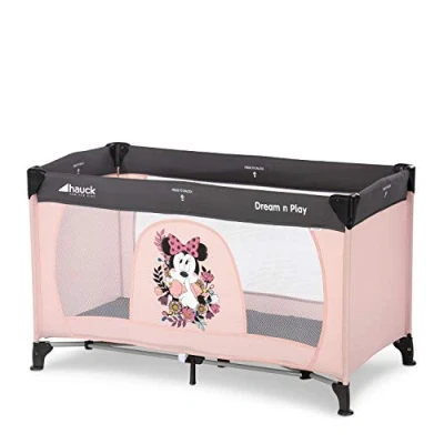 Abbildung von hauck Kinderreisebett Dream N Play ab Geburt bis 15 kg, Klein Zusammenklappbar inkl. Tragetasche und Faltboden, Liegefläche 120 x 60 cm (Disney Minnie Sweetheart)