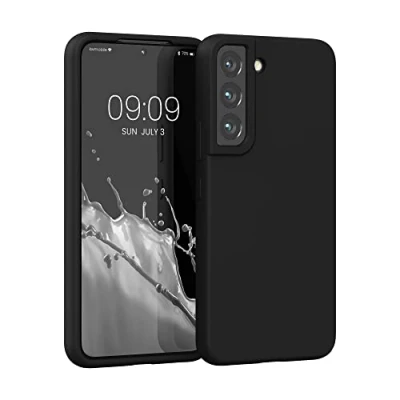 Abbildung von kwmobile Schutzhülle kompatibel mit Samsung S22 Hülle Silikon Case Handyhülle weiche Oberfläche kabelloses Laden Schwarz