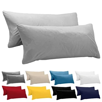 Abbildung von Dreamzie Kissenbezug 40x145 (Set mit 2) 100% Jersey Baumwolle 150 g/qm Kissenbezüge Grau Für 40 x 145 Kissenhülle Resistent und Hypoallergen