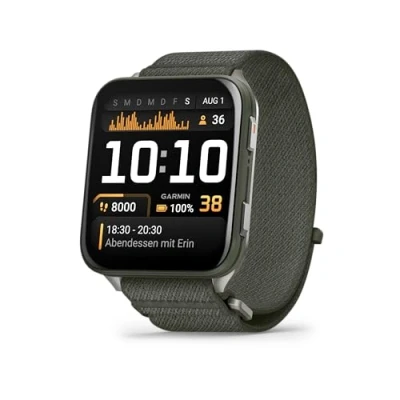 Abbildung von Garmin Venu X1 Smartwatch, Dunkelgrün mit ComfortFit Nylonarmband, Grün