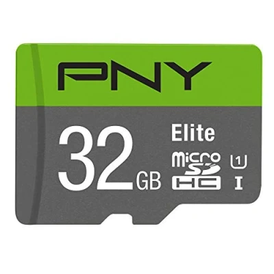 Abbildung von PNY Elite microSDHC Speicherkarte 32GB + SD Adapter, 100MB/s Lesegeschwindigkeit, Klasse 10 UHS I, U1 für Full HD Video