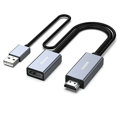 Abbildung von BENFEI HDMI auf DisplayPort Adapter, Quelle Monitor, kompatibel mit PC Grafikkarte, Laptop, PS5, Xbox One (360), unterstützt 4K@60Hz, 2K@144Hz, 1080P@165Hz