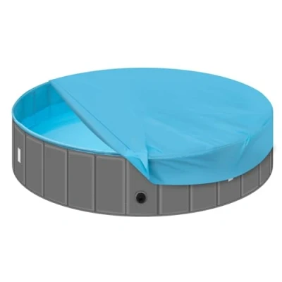Abbildung von EUGAD Hundepool 160x30 cm, Hundebadewanne mit Abdeckung, Faltbare Hundewanne, Hundeplanschbecken rutschfest, Planschbecken Schwimmbecken für große Hunde, aus PVC, Blau Grau, 0028GYYC