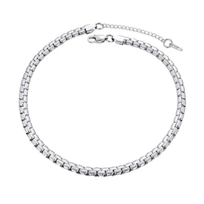 Abbildung von PROSTEEL Erbskette 61cm/24 Herren Halskette Edelstahl 6mm breit massiv platte Venezianierkette Gliederkette silber Biker Punk Rock Schmuck für Männer Jungen