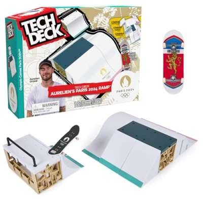 Abbildung von Tech Deck Finger Skate Park X Connect Aurélien Giraud Offizielles Lizenzprodukt der Olympischen Spiele Paris 2024 Skatepark modulierbar Mini Spielzeug für Kinder Spiel
