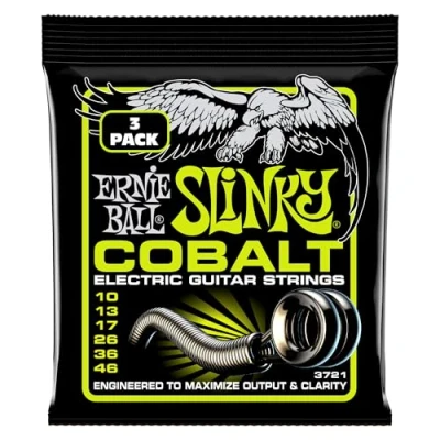Abbildung von Ernie Ball Regular Slinky Cobalt E Gitarrensaiten, 3 er Pack, Stärke 1046