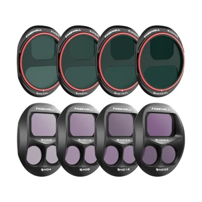 Abbildung von Freewell ganztägige ND und ND/PL Filter für DJI Mavic 4 Pro komplettes ND4 bis ND64 Set mit Polarisatoren Lichtsteuerung, Blendreduzierung lebendige Luftaufnahmen, 8er Pack