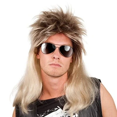Abbildung von Boland Perücke Ryan Blond Schichten Long Männer Rocker Rock &amp; Roll 80s 90s Punk ASO