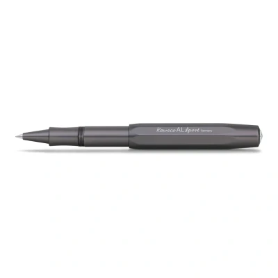 Abbildung von Kaweco AL Sport Anthrazit Gel / Kugelschreiber inklusive 0,7 mm Rollerball Tintenroller Mine für Linkshänder &amp; Rechtshänder im klassischen Design mit Keramikkugel I Gelroller 13,5 cm, grau