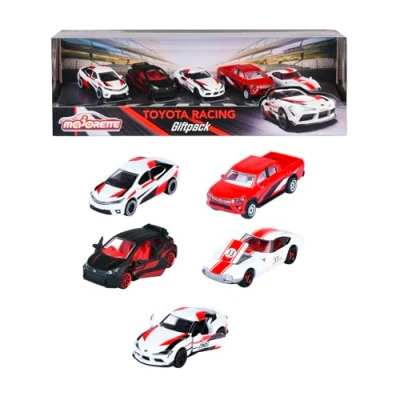 Abbildung von Majorette Toyota Racing Spielzeugautos (Geschenk Set mit 5 Autos) Modellautos aus Metall Freilauf und Federung, je 7,5 cm, Auto Spielzeug für Kinder ab 3 Jahre