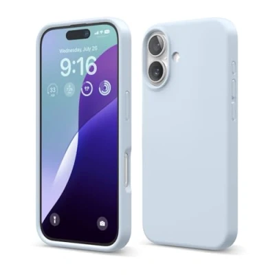 Abbildung von elago Premium Liquid Silikon Hülle Kompatibel mit iPhone 16 Hülle, Ganzkörper Handyhülle, Stoßfest, Schlanke Kratzfester weicher Mikrofaser Innenfutter, 6.1 Zoll (Hellblau)