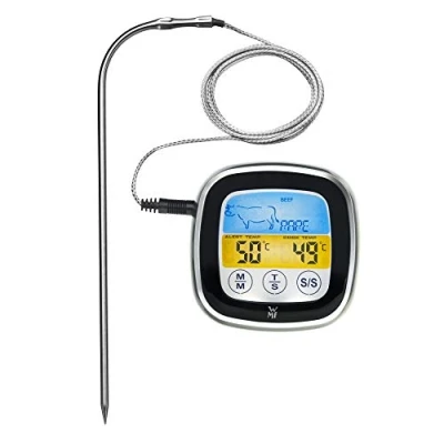 Abbildung von WMF BBQ Digitales Thermometer, Fleischthermometer, Bratenthermometer, Grillthermometer mit 5 Garstufen, LED Touchdisplay, Timer, Magnethalterung