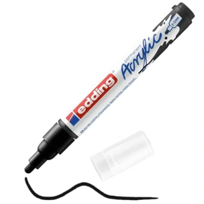 Abbildung von edding 5100 Acrylmarker medium schwarz 1 Acrylstift wasserfest mittlere Rundspitze 2 3 mm Acryl Farben zum Malen auf Leinwand, Malpapier und Holz Acrylstifte für Steine
