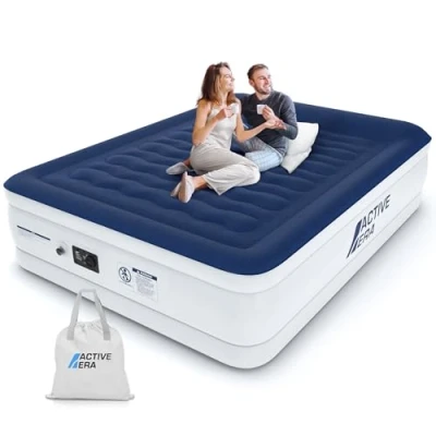 Abbildung von Active Era Luxus Luftbett 2 Personen, Luftmatratze selbstaufblasend mit eingebauter elektrischer Pumpe &amp; integriertem Kissen, Aufblasbare Matratze für Camping Gästebett 203 x 152 56cm