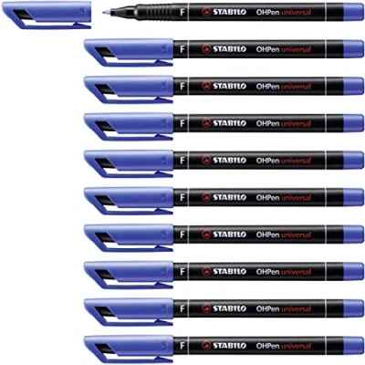 Abbildung von Folienstift STABILO OHPen universal permanent fein 10er Pack blau