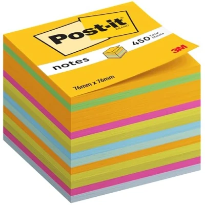 Abbildung von Post it Notes Würfel, Ultra Farben, 450 Blatt, 76 mm x Selbstklebende Notizzettel zum Notieren, für To Do Listen und als Erinnerung