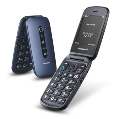 Abbildung von Panasonic KX TU550EXC 4G Essentials Clamshell Handy für Senioren, 1,2 MP Kamera, Seniorentelefon mit großem 2,8 Zoll Display, 300 Stunden Standby Zeit, Blau