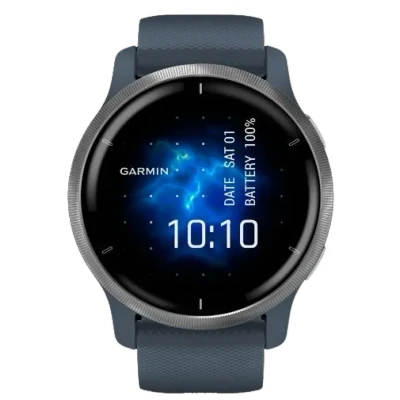 Abbildung von Garmin Venu 2 Silber Blauer Band