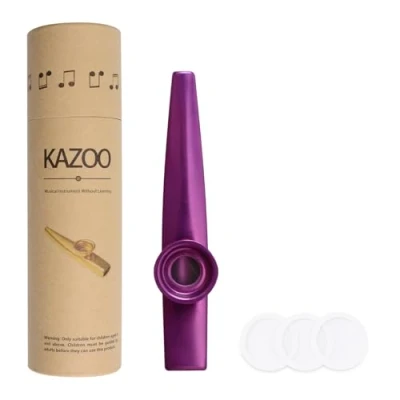 Abbildung von WANDIC Aluminiumlegierung Kazoo Und 3 Membran Metall mit Vintage Geschenkbox, violett