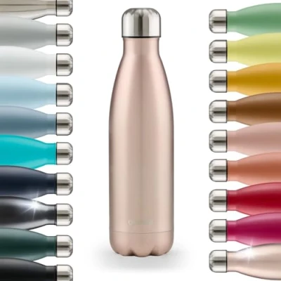 Abbildung von Blumtal® Trinkflasche Edelstahl Charles Thermosflasche 500 ml BPA freie Thermo kalt&amp;warm auslaufsichere Metall Thermos Rosa