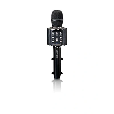 Abbildung von Lenco BMC 090 Karaoke Mikrofon Bluetooth V4.2 mit Smartphone Halterung 5 Watt RMS LED Lichteffekte Integrierter Akku 1200mAh Android und iOS Schwarz
