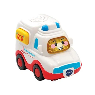 Abbildung von VTech Tut Baby Flitzer Rettungswagen Spielzeugauto mit Musik, aufleuchtender Taste, spannenden Sätzen und Geräuschen Für Kinder von 1 5 Jahren, 8,8 x 5,5 7 cm