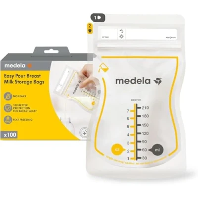Abbildung von Medela Easy Pour Einweg Muttermilchbeutel 210 ml Auslaufsicheres Design mit Milchschutz BPA freie Aufbewahrungsbeutel 50er Pack