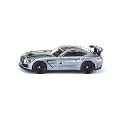Abbildung von siku 1529, Mercedes AMG GT4 Sportwagen, Metall/Kunststoff, Silber, Großer Heckflügel, Spielzeugauto für Kinder