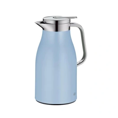 Abbildung von alfi SKYLINE 1,0l, pastel water, Edelstahl Isolierkanne mit hygienischem Hartglaseinsatz, Drehverschluss bequemer Drucktaste, ergonomischer Griff, ideal als Kaffeekanne, Teekanne, BPA frei
