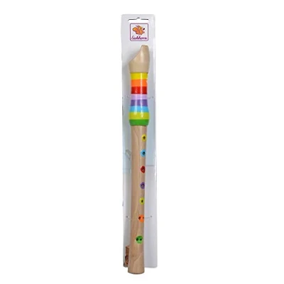 Abbildung von Eichhorn Musik Holzflöte, Bunte Flöte aus Holz mit 7 Löchern, inkl. Liederbuch DREI Liedern zum nachspielen, 32 cm lang, ab Vier Jahren