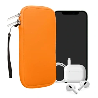 Abbildung von kwmobile Handytasche für Smartphones XXL 7&quot; Neopren Handy Hülle Neon Orange Tasche 17,7 x 8,5 cm Innenmaße