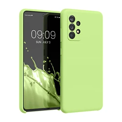 Abbildung von kwmobile Hülle kompatibel mit Samsung Galaxy A52 / 5G A52s Silikon Handy Case Handyhülle weiche Oberfläche kabelloses Laden Grüne Tomate
