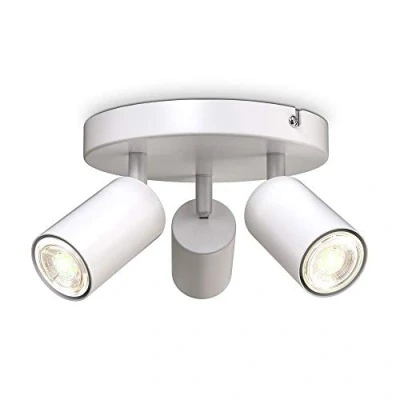 Abbildung von B.K.Licht Deckenlampe schwenkbar, GU10 Fassung, max. 9 Watt, Deckenleuchte, Lampe, Wohnzimmerlampe, Schlafzimmerlampe, Küchenlampe, Deckenstrahler, Deckenbeleuchtung, 9x19 cm, Weiß
