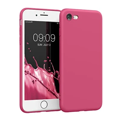 Abbildung von kwmobile Handyhülle kompatibel mit Apple iPhone SE (2022) / (2020) 8 7 Hülle Handy Case aus weichem Silikon in Rosa matt
