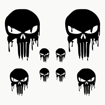 Abbildung von AUTODOMY Schädel Skull Geschmolzen Aufkleber Paket 8 Stück Punisher für Auto oder Motorrad (Schwarz)