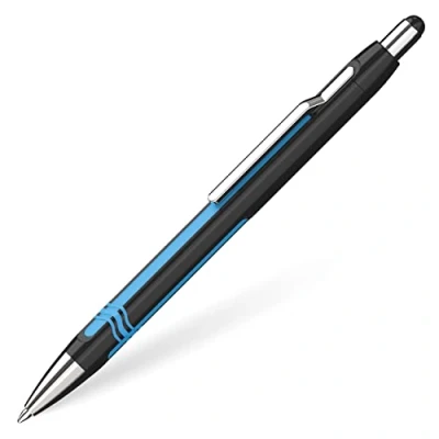 Abbildung von Schneider 138601 Epsilon Druckkugelschreiber (Strichstärke XB, Schreibfarbe: blau, dokumentenechte Mine) schwarz cyan