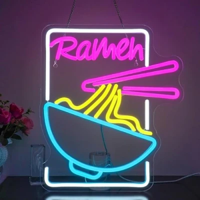 Abbildung von Looklight Ramen Leuchtreklame, Zeit Nudel Leuchtreklame für japanische Neonlichter mit USB, Restaurant, Schaufenster, Küche, japanischer Nudelladen