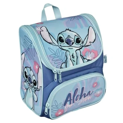 Abbildung von Scooli CUTIE Vorschulranzen Stitch Hauptfach und Vortasche gepolsterte Träger Rücken Ideal für Kinder ab 3 Jahren
