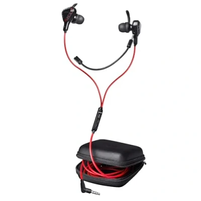 Abbildung von Trust Gaming GXT 408 Cobra Ohrhörer, in Ear Kopfhörer mit Kabel 3,5 mm, Abnehmbarer Mikrofon, Gummi Ohrstöpsel 3 Größen, für PC, Laptop, Mobile, Konsole, PS4 und Xbox Schwarz