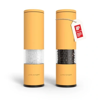 Abbildung von LARS NYSØM Salz und Pfeffer Mühle 2er Set Manuell mit einstellbarem Keramik Mahlwerk von grob bis fein I Design Gewürzmühlenset (2 Stück) (Mustard Yellow)