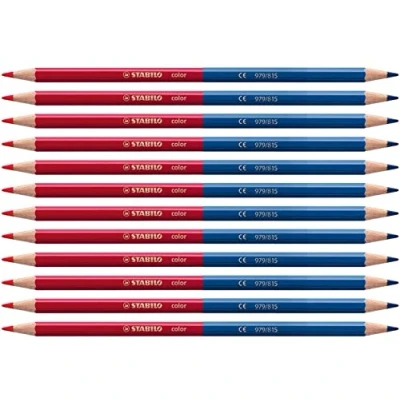 Abbildung von Buntstift STABILO color 12er Pack zweifarbig, rot und blau