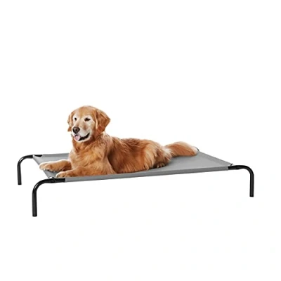 Abbildung von Amazon Basics Kühlendes erhöhtes Hund Haustierbett, Grau, Größe L, L 130 x B 80 H 19 cm