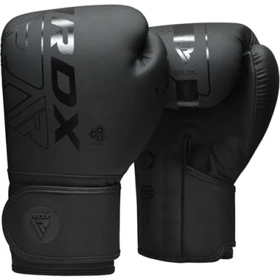 Abbildung von RDX Boxhandschuhe, Muay Thai Kickboxen Sparring, Maya Hide Leder KARA Boxing Gloves Männer Damen, Boxsack Punchinghandschuhe, Kickboxhandschuhe MMA Kampfsport Training Schwarz Adult 8 10 12 14 16 18oz